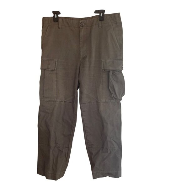 Mens Pants Size 34 Green Tactical Military Style Cargo Pockets Casual Cotton - Picture 8 of 8